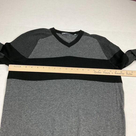 Vince Mens Cotton V-Neck Sweater Gray Long Sleeve Work Casual Pullover Medium - Picture 7 of 11